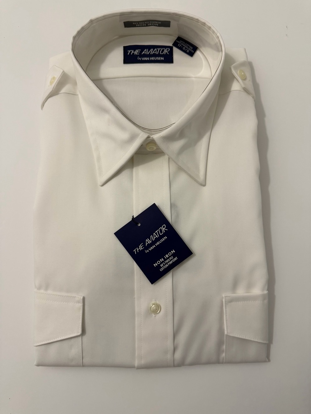 Van Heusen THE AVIATOR pilot White Non-Iron Dress Shirt